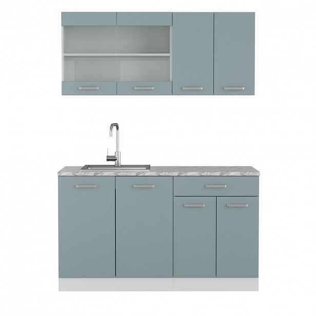 Vicco JEDNOTKOVÁ KUCHYNĚ R-Line Modrošedá 140 cm s pracovní deskou