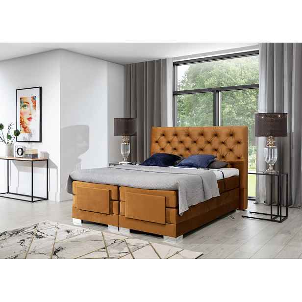Luxusní polohovací postel 140x200 LIVANO - žlutá