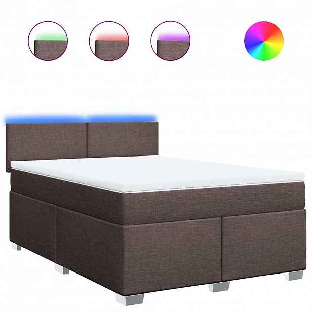 vidaXL Box spring postel s matrací tmavě hnědá 140x190 cm textil