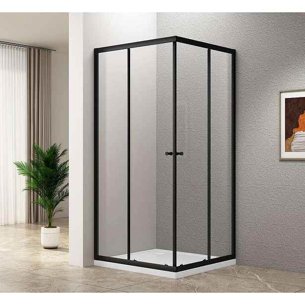 Aqualine Agga - Sprchový kout 90x90 cm, čiré sklo/matná černá BLF909