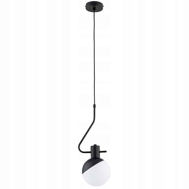 Závěsná lampa černobílá skleněná kulička E14 10W Enigma Alfa
