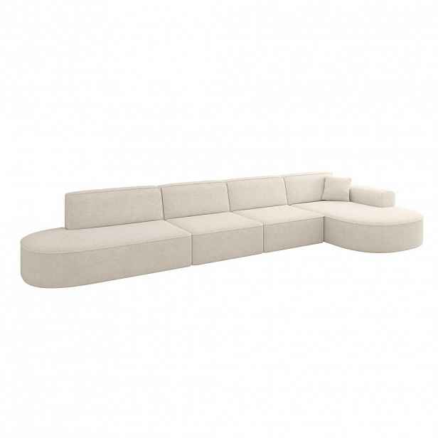 ALTDECOR ROHOVÁ SEDACÍ SOUPRAVA s otomanou vpravo MARI-L3 – 413 × 171 × 79 cm, krémová, látka