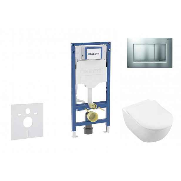 Geberit Duofix - Set předstěnové instalace, klozetu Subway 2.0 a sedátka softclose, tlačítko Sigma20, matný chrom/chrom SANI11CK2114