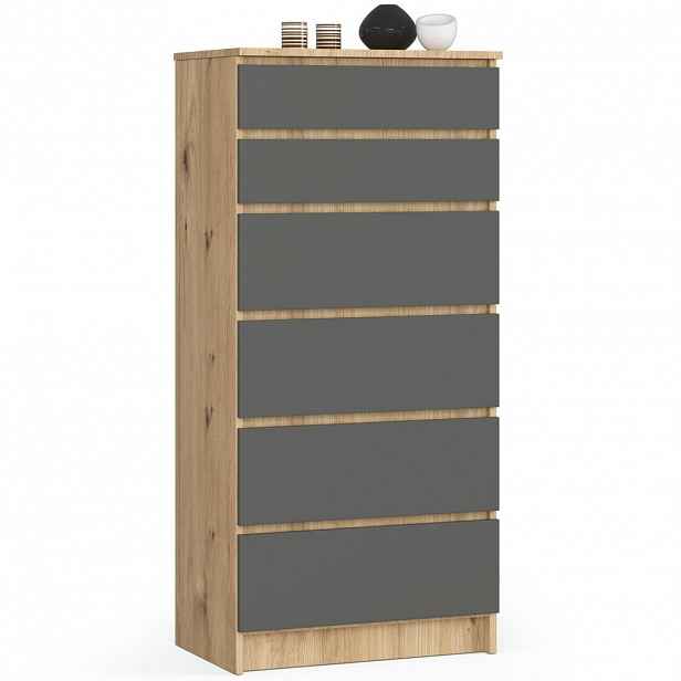 RAUMHIRSCH FURNITURE KOMODA dub Artisan, grafitově šedá 130/60/40