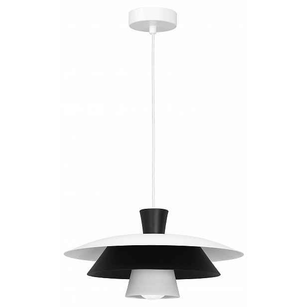 Závěsná stropní lampa Plato bílá černá kovová 1xE27 34 cm moderní