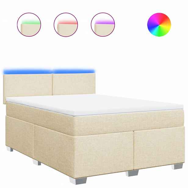 vidaXL Box spring postel s matrací krémová 140x190 cm textil
