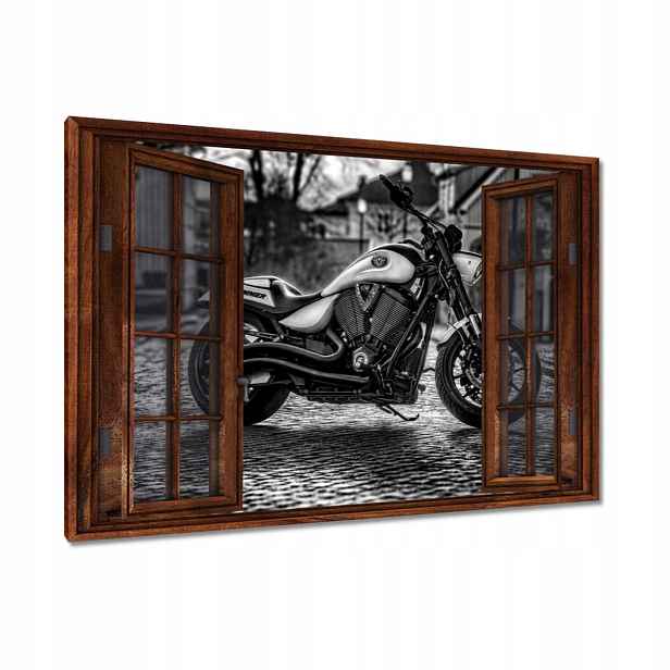 Obrazy 90x60 Černobílé foto motorka