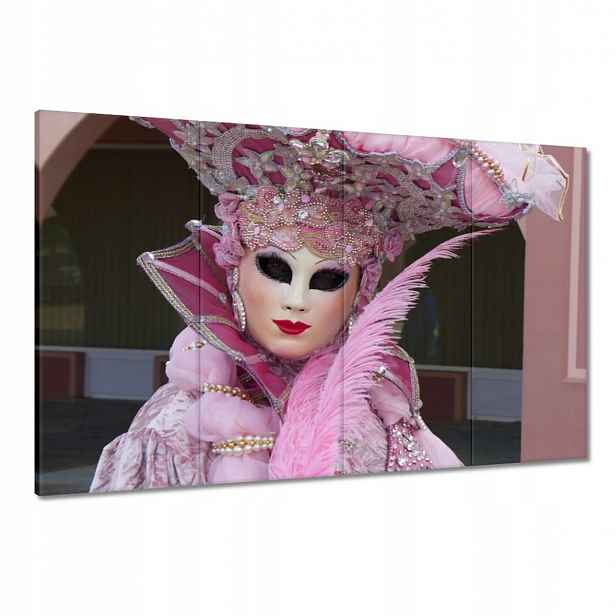 Obrazy 120x80 Růžová karnevalová maska