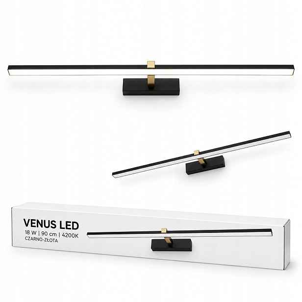 90 cm Led nástěnné svítidlo Venus 18W černo-zlaté do koupelny 4200K IP44 1100lm