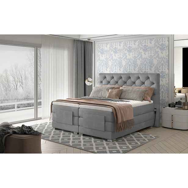 Luxusní polohovací postel 140x200 LIVANO - popelavá