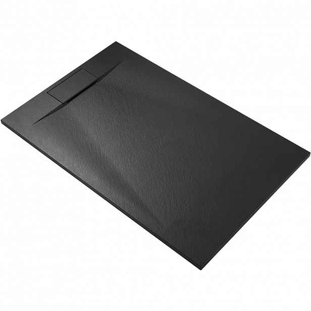 Sprchová vanička obdélníková Enzo - SMC/minerální kompozit - strukturovaná černá matná - 100x80x3 cm