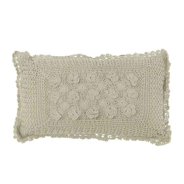 Světle zelený bavlněný polštář s krajkou Lace green - 50*10*30cm J-Line by Jolipa