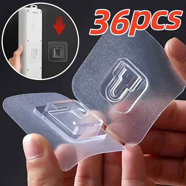 TEMU Sada 36 ks praktických háčků - ležérní styl, snadná instalace, víceúčelový plastový držák, vhodný pro routery, zásuvky, fotorámečky, dálkové