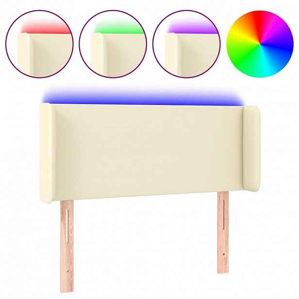 vidaXL Čelo postele s LED krémové 83 x 16 x 78/88 cm umělá kůže