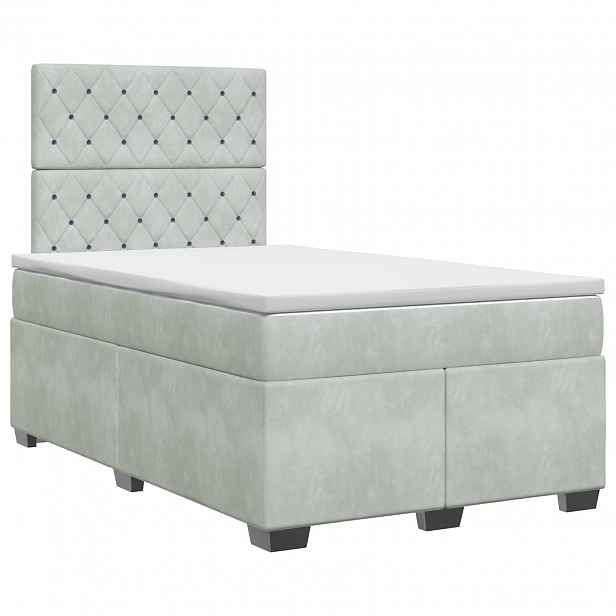 vidaXL Postel boxspring s matrací Světle šedá 120 x 190 cm Samet