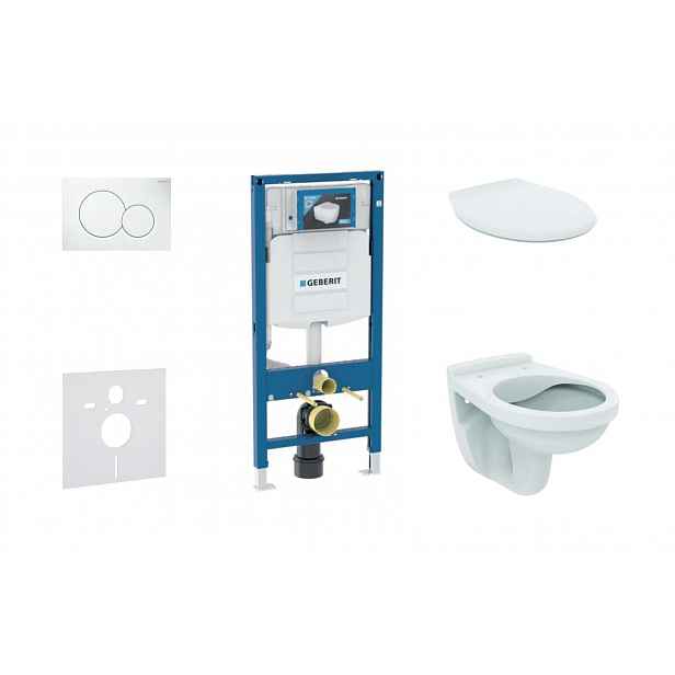 Geberit Duofix - Set předstěnové instalace, klozetu Alpha a sedátka, tlačítko Sigma01, alpská bílá SANI11CD3124