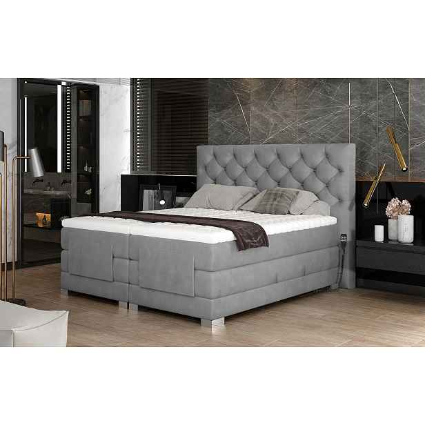 Luxusní polohovací postel 140x200 LIVANO - světle šedá