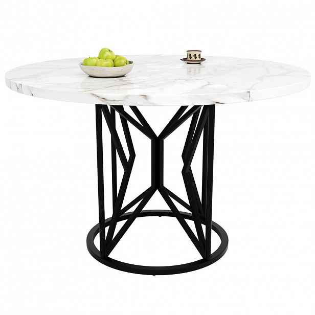 Redom JÍDELNÍ stůl 100/100/76 cm s kovovou konstrukcí a deskou v mramorovém dekoru, stabilní a elegantní, Černá