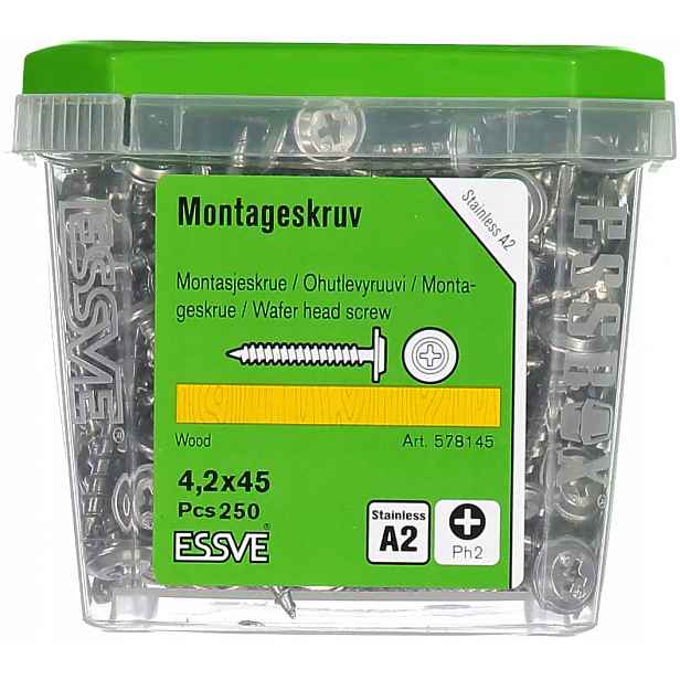 Vruty Essve 4,2x45 mm do dřeva, nerezová ocel A2 250 Ks.