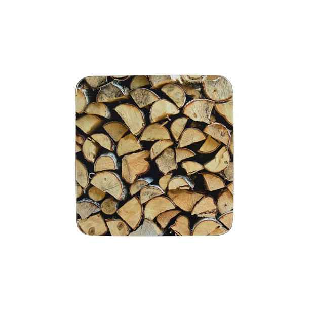 6ks pevné korkové podtácky s motivem dřeva Fireplace wood - 10*10*0,4cm Mars & More