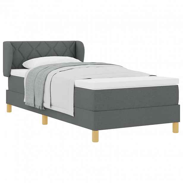 vidaXL Postel s boxspringem s čelo Tmavě šedá 90 x 190 cm textil