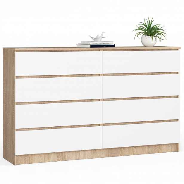 Komoda K160 8SZ Clp Pk Dub Sonoma Bílá Akd