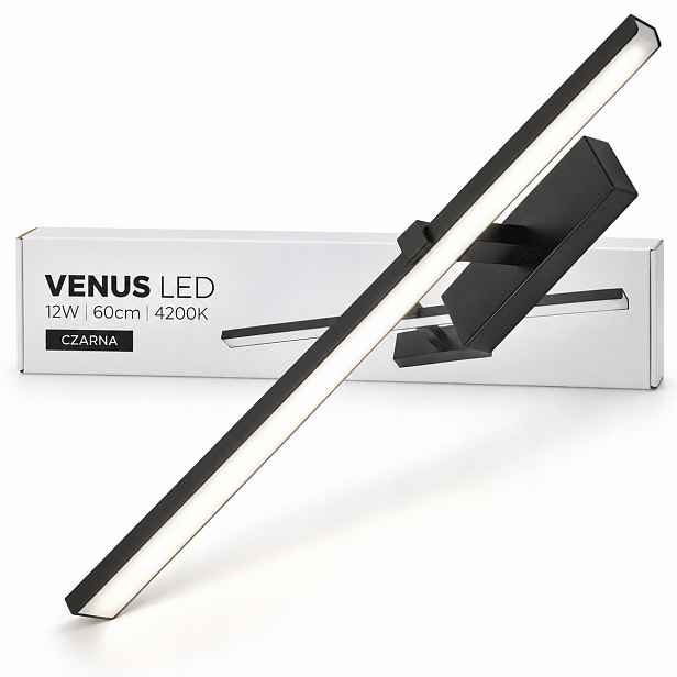 Nástěnná lampa Venus Led 12W 60 cm černá neutrální 4200K IP44 nad zrcadlo