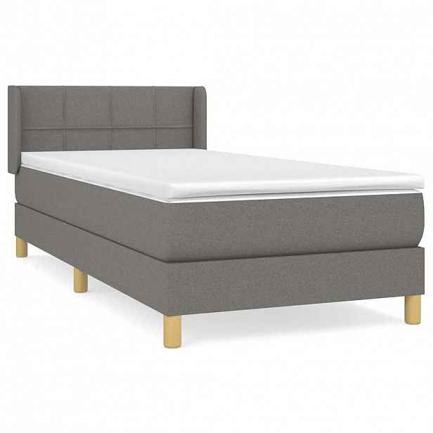 vidaXL Box spring postel s matrací tmavě šedá 80 x 200 cm textil