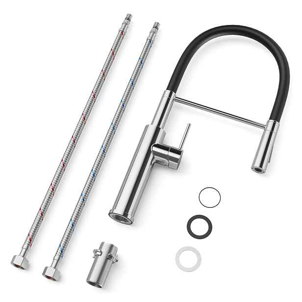 Inox Kartáčovaná Kuchyňská Baterie 500 MM S Vytahovací Sprškou 360°