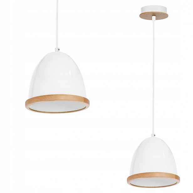 Závěsná lampa Milagro Studio White MLP8849 E27 kov dřevo bílá nastavitelná