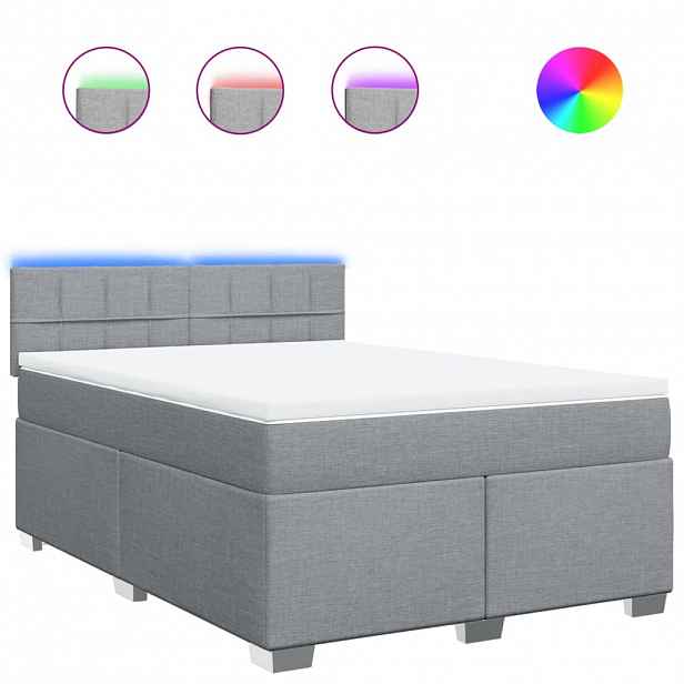 vidaXL Box spring postel s matrací světle šedá 140 x 190 cm textil