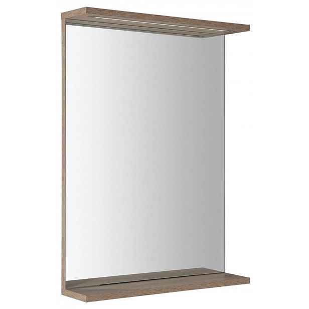 Aqualine Korin - Zrcadlo s LED osvětlením 50x70x12 cm, dub platin KO995S