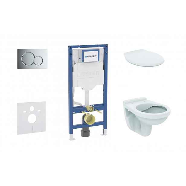Geberit Duofix - Set předstěnové instalace, klozetu Alpha a sedátka, tlačítko Sigma01, lesklý chrom SANI11CD1125