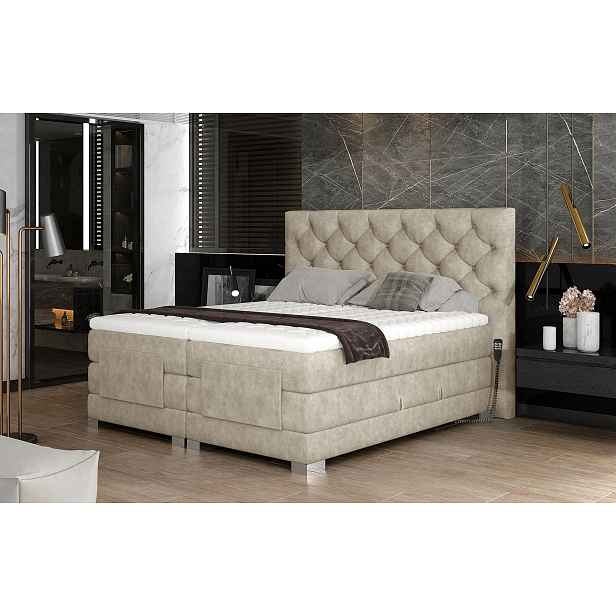 Luxusní polohovací postel 160x200 LIVANO - béžová
