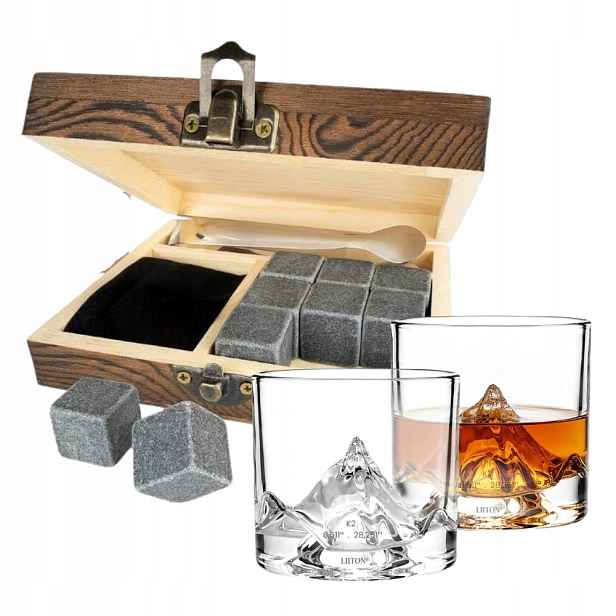 Sada Křišťálových Sklenice Na Whisky 250 ml Kameny Na Whisky 9 Kostek