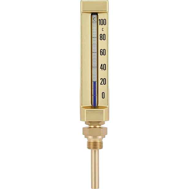 Teploměr průmyslový rohový 0–120 °C s jímkou 63 mm