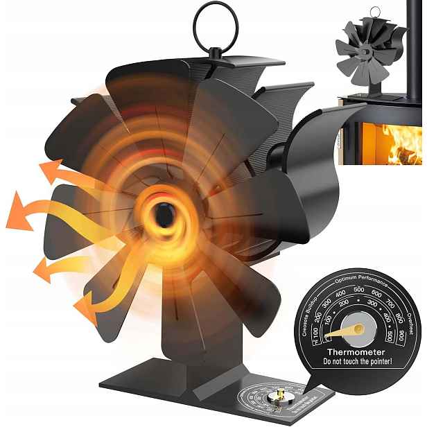Teplovzdušný Krbový Ventilátor, Termoelektrický Ventilátor, 8 Lopatek