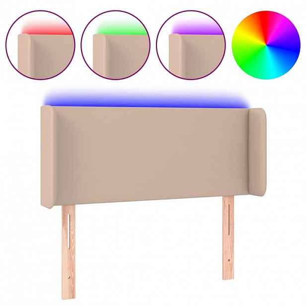 vidaXL Čelo postele s LED cappuccino 83 x 16 x 78/88 cm umělá kůže