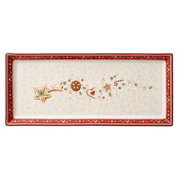 Villeroy & Boch Winter Bakery Delight vánoční hranatý koláčový podnos, 39 x 17 cm, červená