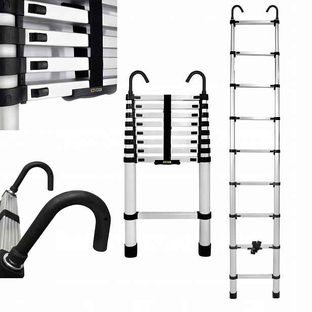 Žebřík s háky 9 stupňů 2,6 m Drabest