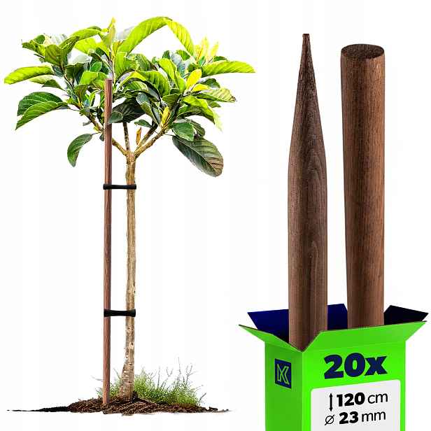 20 x Dřevěné Tyčinky Na Rajčata 120 cm Impregnovaná Podpěra Na Stromky 23 mm