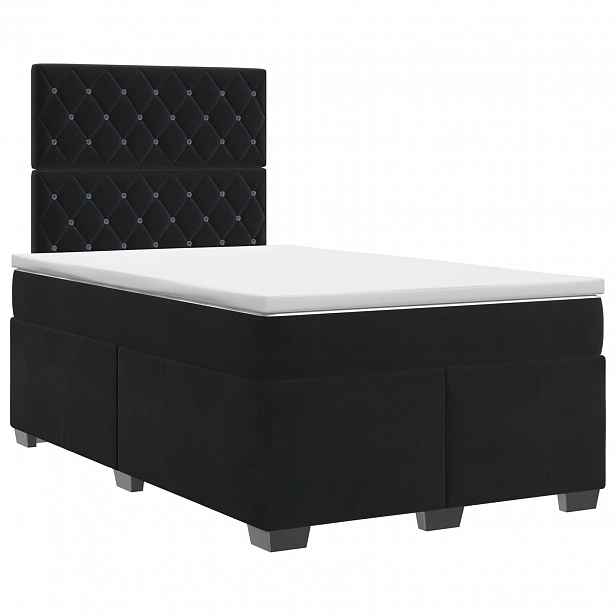 vidaXL Postel boxspring s matrací s čelo Černá 120 x 190 cm Samet