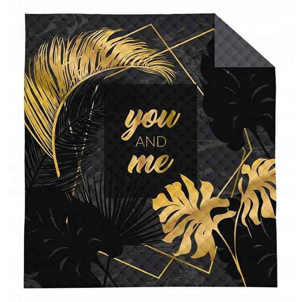 Přehoz na postel 220x240 černý šedý zlatý you and me Holland