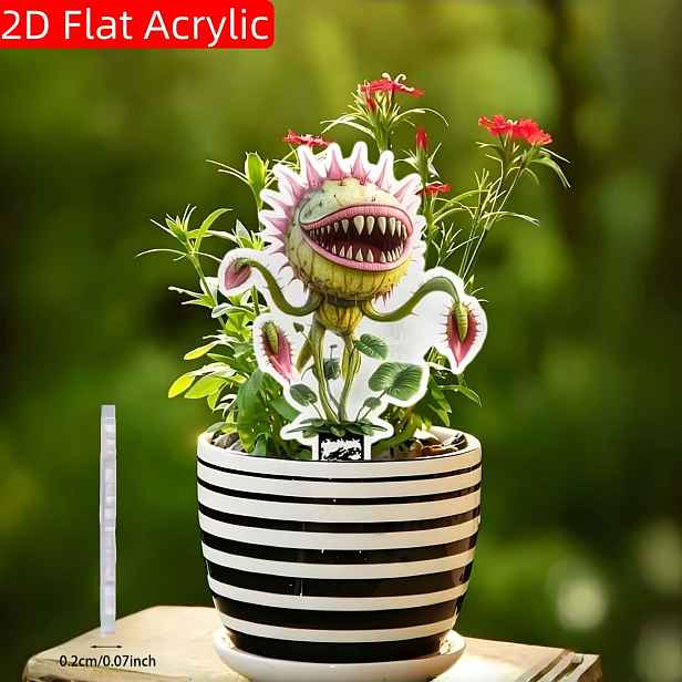 TEMU 2D plochý - 【2D plochý】 2D plochý - [2D plochý] 2D plochý tisk, 1 ks Zábavný exotický květinový , Vhodný pro květináče, trávníky a zahradní