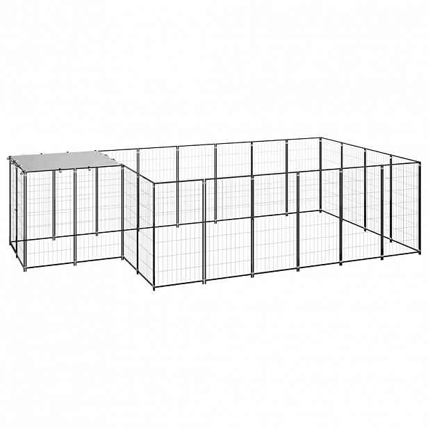 vidaXL Psí kotec černý 8,47 m² ocel