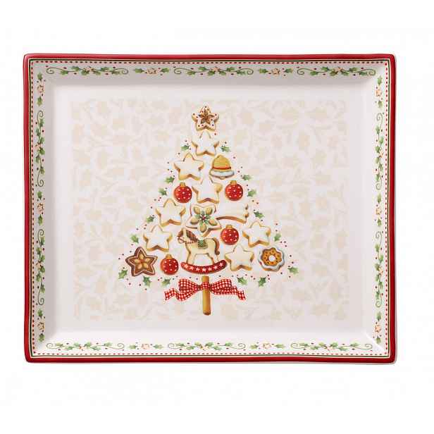 Villeroy & Boch Winter Bakery Delight vánoční hranatý koláčový podnos, 27 x 22,5 cm, bílá
