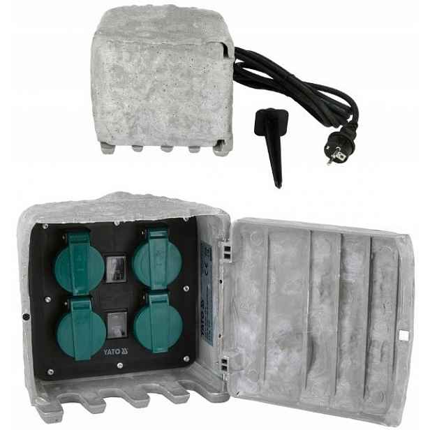 Zahradní Hermetická Zásuvka Imitace Kamene IP44 4X230V Yato YT-81271