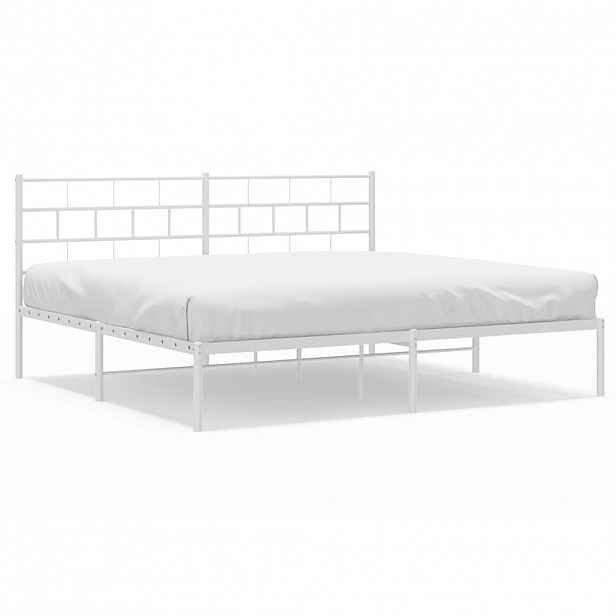 vidaXL Kovový rám postele s čelem bílý 193 x 203 cm