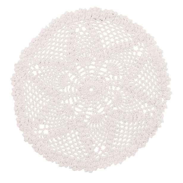 Bílé bavlněné kulaté prostírání krajka Lace white - Ø 32*0,5cm J-Line by Jolipa