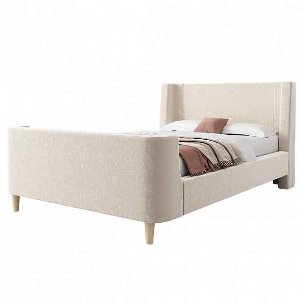CHICFURN DĚTSKÁ POSTEL 90/200 cm v béžové barvě ze sametu
